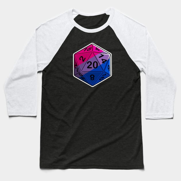 Bi Pride d20 Baseball T-Shirt by PaintbrushesAndPixels